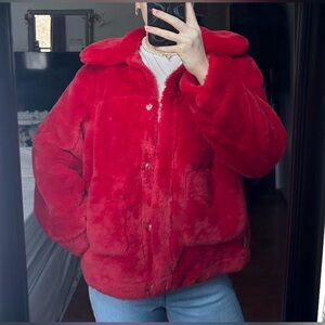 Jou Jou Women's Vibrant Red Teddy Jacket
